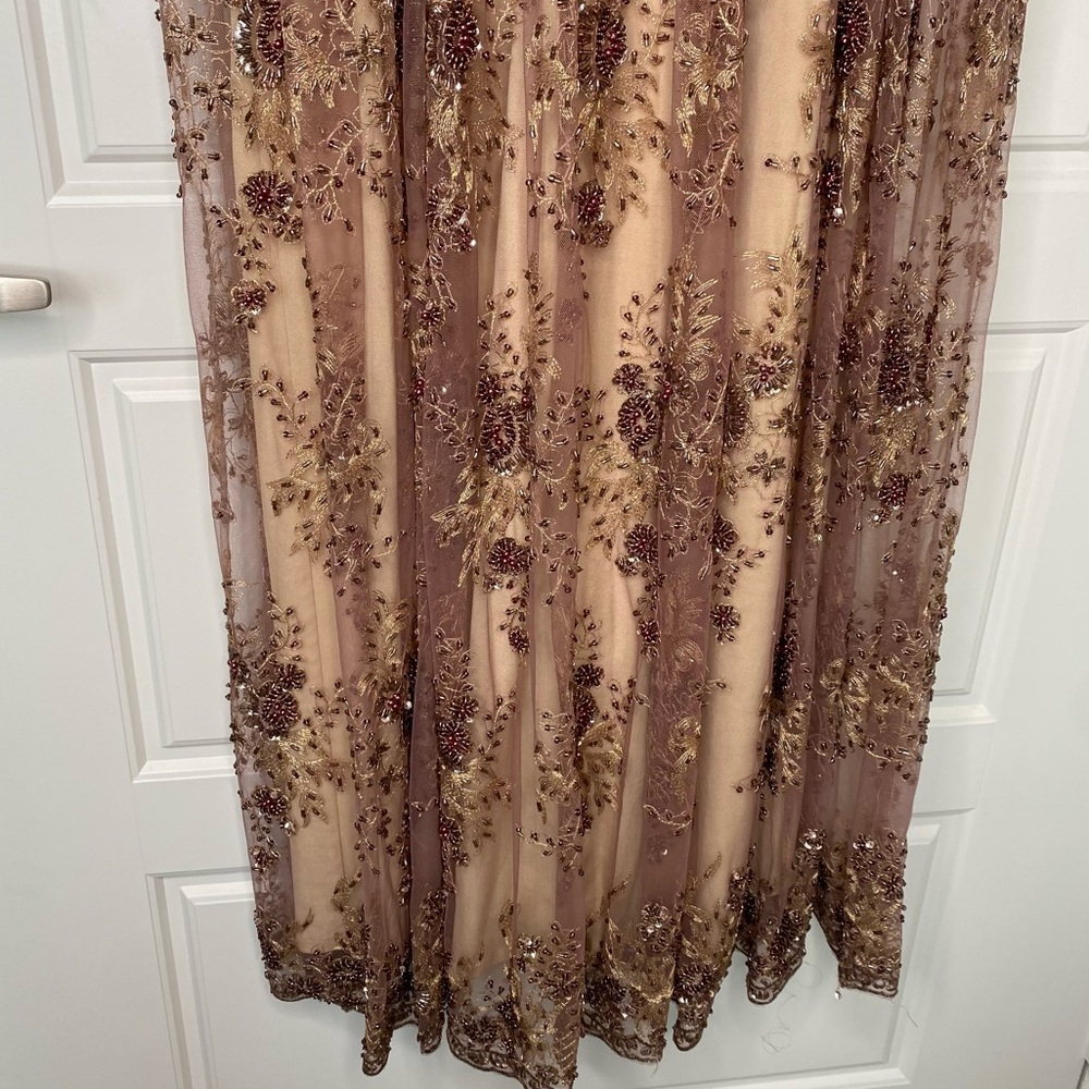 KOROVILAS ISLA EMBELLISHED TAN MOCK NECK MAXY DRESS 4 - Picture 10 of 10